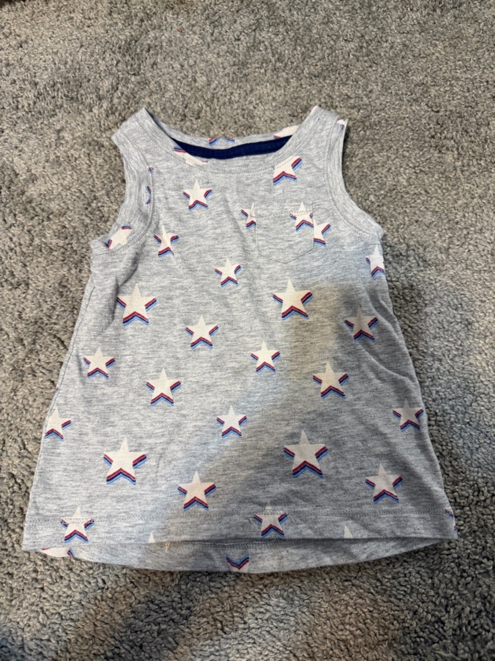 Cat & Jack Grey Tank Top with Red & Blue Star Accents
